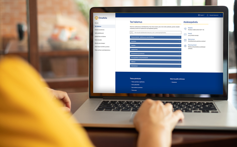 OmaKela tietokoneen ruudulla.